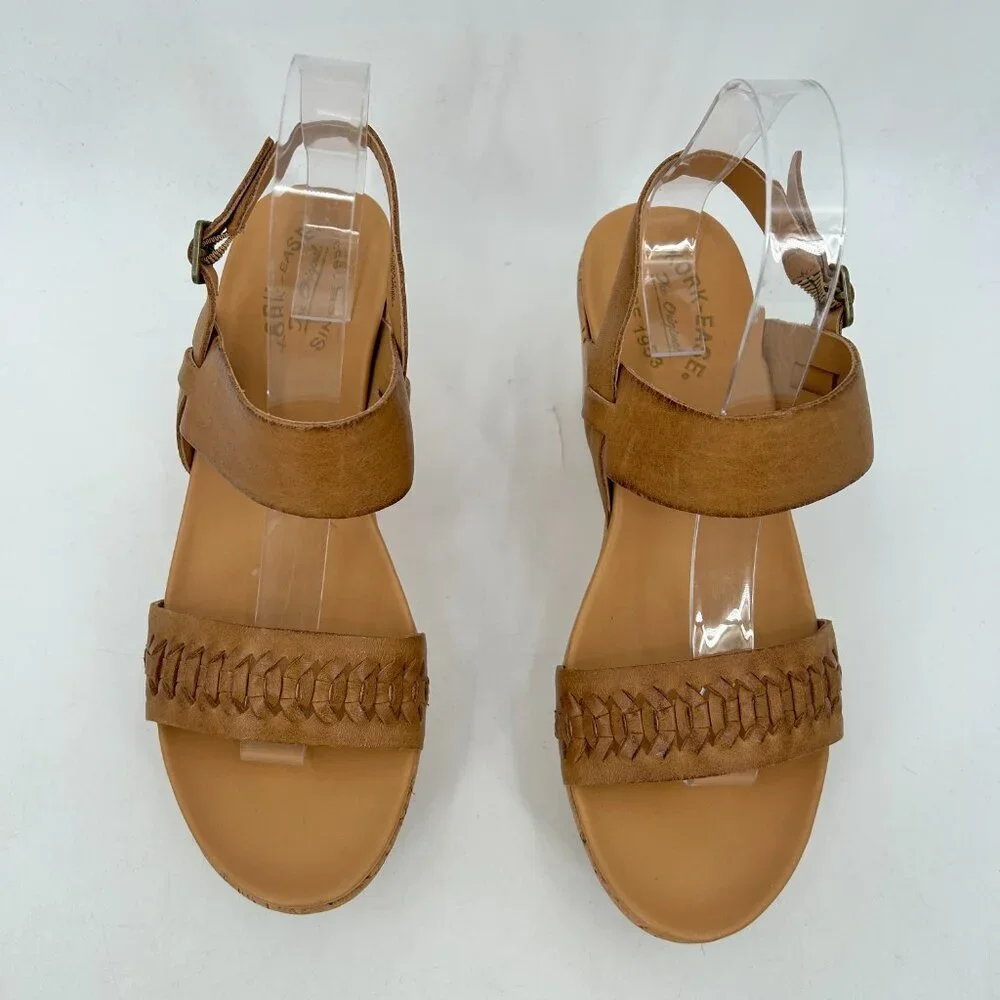 KORK-EASE Brown Tan Austin Leather Braided Platform Wedge Sandals Shoes Size 9